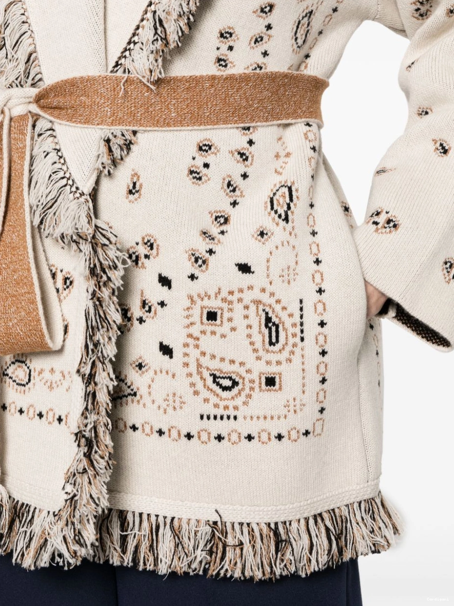 Cheap paisley-jacquard frayed cardigan Alanui Women 0818